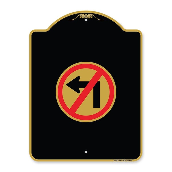 Amistad 18 x 24 in. Designer Series Sign - No Left Turn with Graphic Only, Black & Gold AM2161235 - main